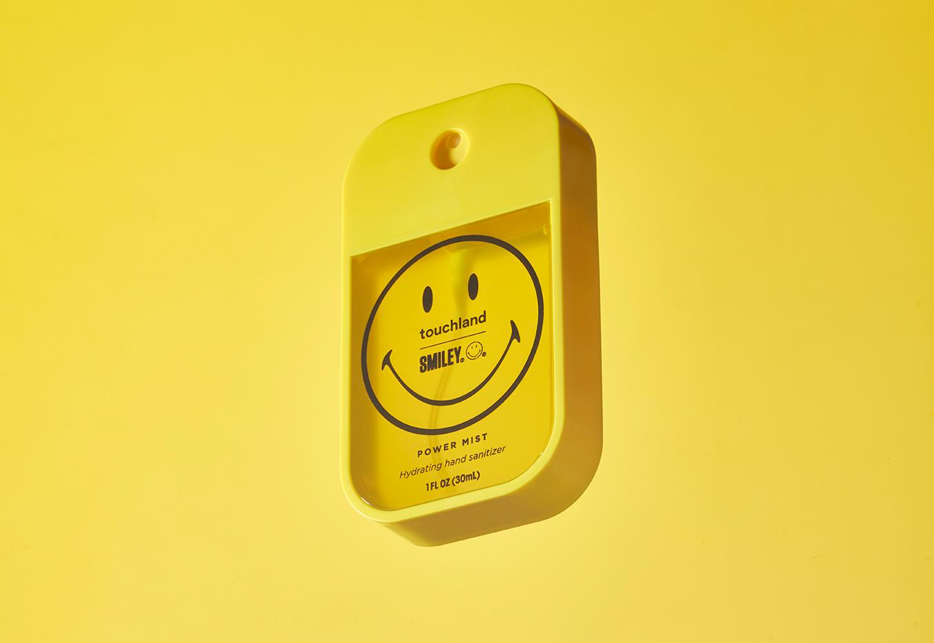 touchland x smiley hand sanitizer package