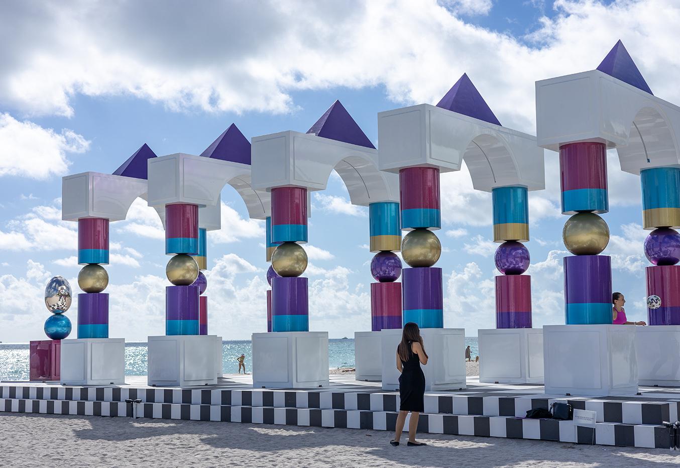 art installation on beach